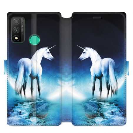 Housse cuir portefeuille pour Huawei P Smart (2020) Licorne Lune
