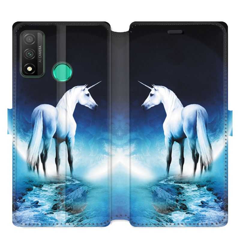 Housse cuir portefeuille pour Huawei P Smart (2020) Licorne Lune