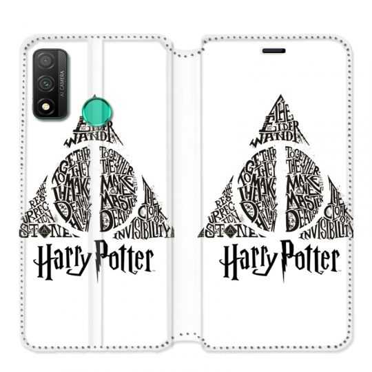 Housse cuir portefeuille pour Huawei P Smart (2020) WB License harry potter pattern triangle Blanc