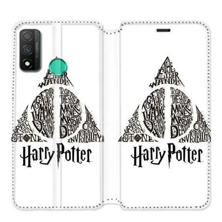 Housse cuir portefeuille pour Huawei P Smart (2020) WB License harry potter pattern triangle Blanc