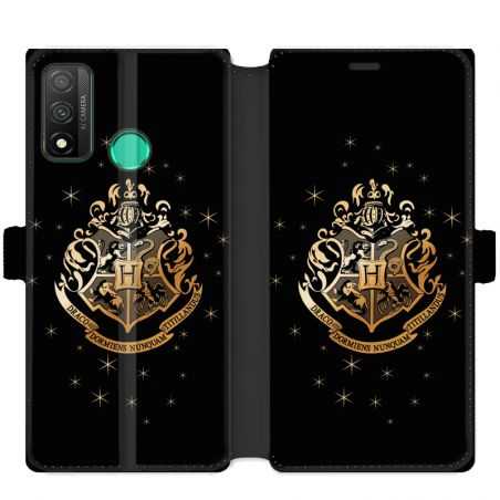 Housse cuir portefeuille pour Huawei P Smart (2020) WB License harry potter pattern Poudlard
