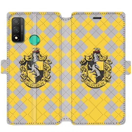 Housse cuir portefeuille pour Huawei P Smart (2020) WB License harry potter ecole Hufflepuff