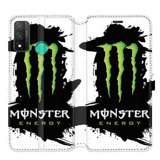 Housse cuir portefeuille pour Huawei P Smart (2020) Monster Energy tache