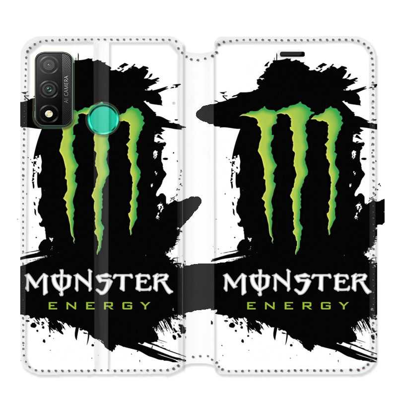Housse cuir portefeuille pour Huawei P Smart (2020) Monster Energy tache