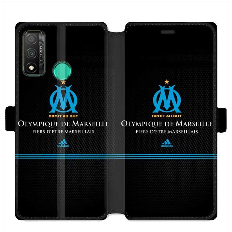 Housse cuir portefeuille pour Huawei P Smart (2020) Olympique Marseille OM Fier etre Marseillais