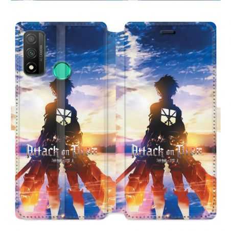 Housse cuir portefeuille pour Huawei P Smart (2020) Manga Attaque titans Soleil