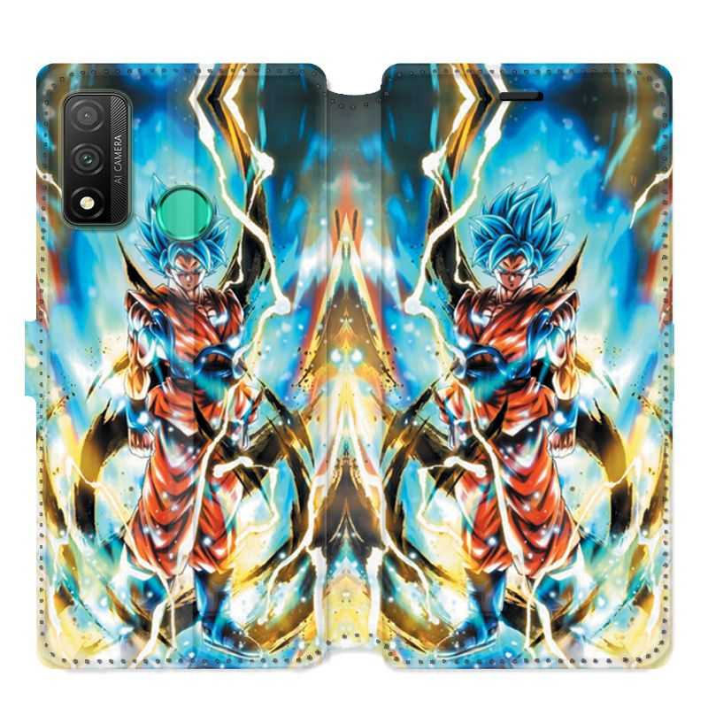 Housse cuir portefeuille pour Huawei P Smart (2020) Manga Dragon Ball Sangoku Blanc