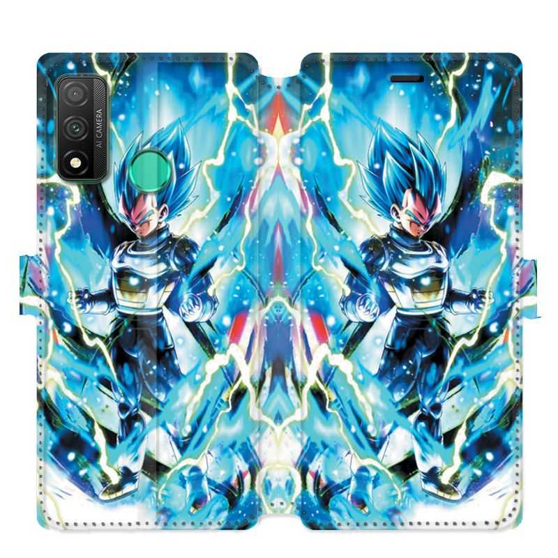 Housse cuir portefeuille pour Huawei P Smart (2020) Manga Dragon Ball Vegeta Bleu