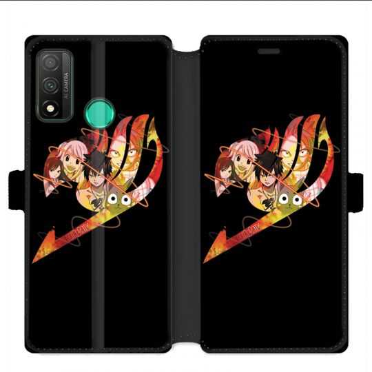 Housse cuir portefeuille pour Huawei P Smart (2020) Manga Fairy Tail Logo Noir