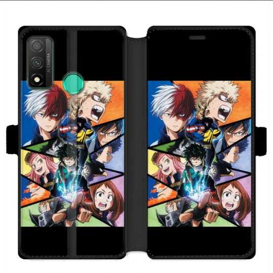 Housse cuir portefeuille pour Huawei P Smart (2020) Manga My hero academia noir