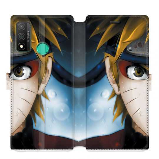Housse cuir portefeuille pour Huawei P Smart (2020) Manga Naruto blanc
