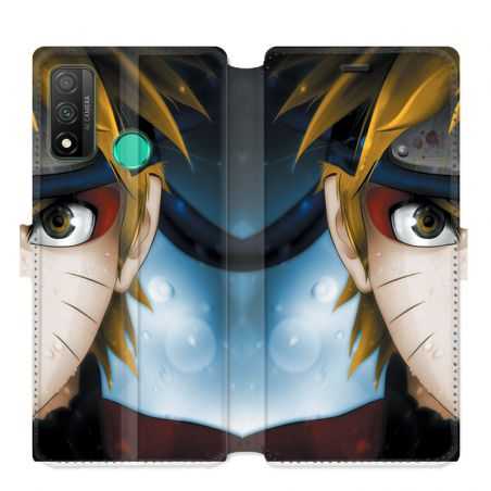 Housse cuir portefeuille pour Huawei P Smart (2020) Manga Naruto blanc