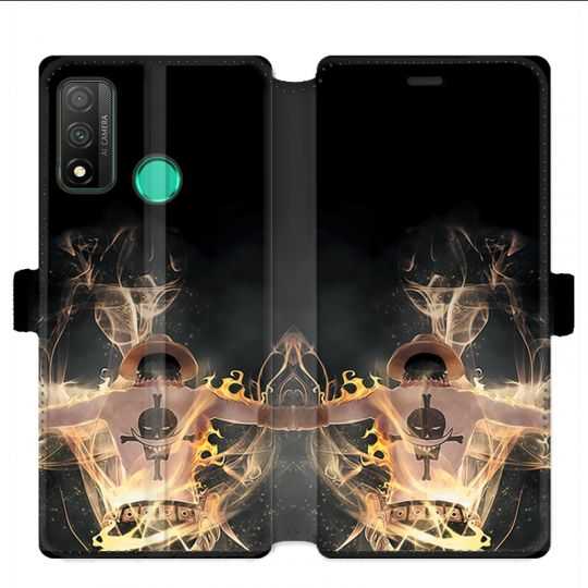 Housse cuir portefeuille pour Huawei P Smart (2020) Manga One Piece Ace noir