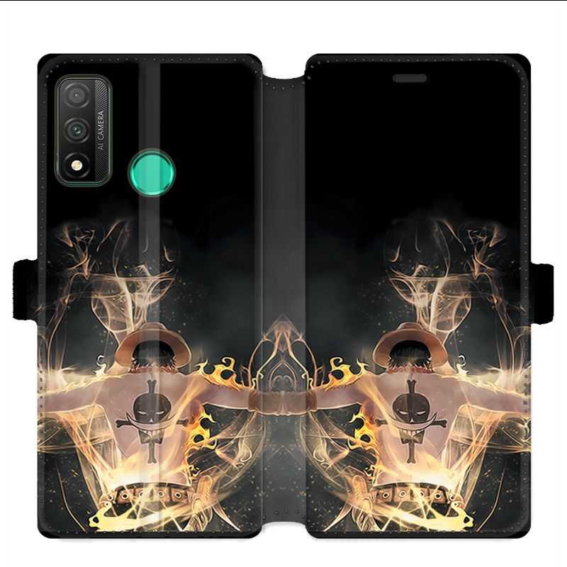 Housse cuir portefeuille pour Huawei P Smart (2020) Manga One Piece Ace noir