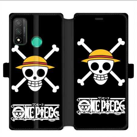 Housse cuir portefeuille pour Huawei P Smart (2020) Manga One Piece tete de mort