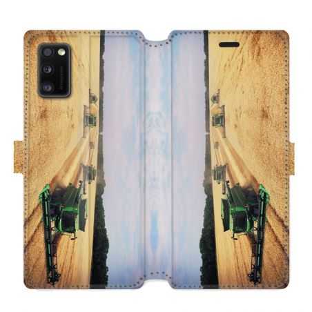 Housse cuir portefeuille pour Samsung Galaxy A41 Agriculture Moissonneuse