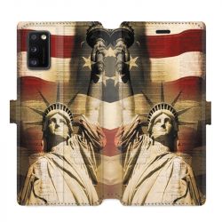 Housse cuir portefeuille pour Samsung Galaxy A41 Amerique USA Statue liberté