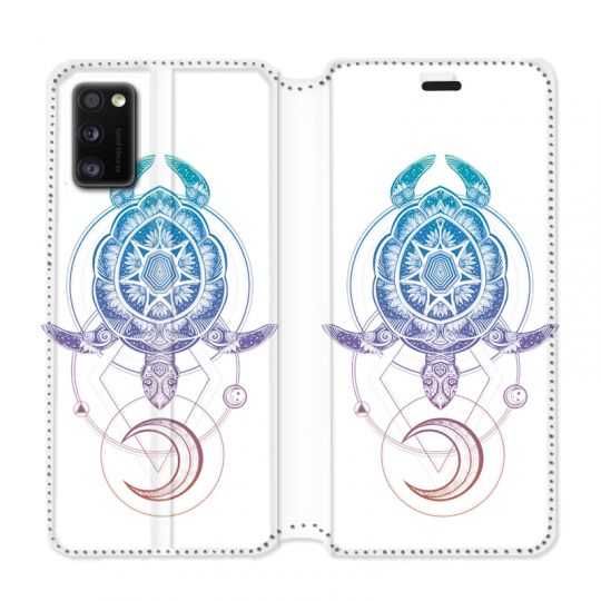Housse cuir portefeuille pour Samsung Galaxy A41 Animaux Maori tortue color