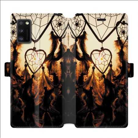Housse cuir portefeuille pour Samsung Galaxy A41 attrape reve Noir