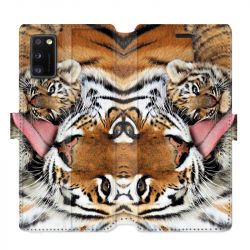 Housse cuir portefeuille pour Samsung Galaxy A41 bebe tigre