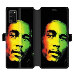 Housse cuir portefeuille pour Samsung Galaxy A41 Bob Marley 2
