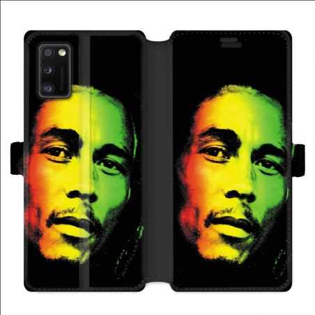 Housse cuir portefeuille pour Samsung Galaxy A41 Bob Marley 2