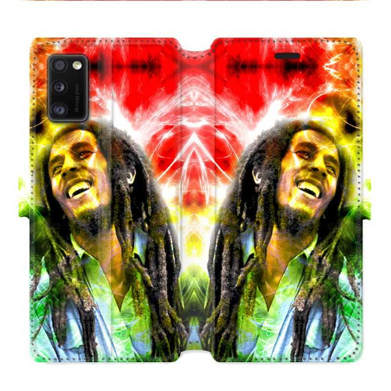 Housse cuir portefeuille pour Samsung Galaxy A41 Bob Marley Color