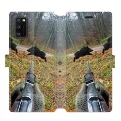 Housse cuir portefeuille pour Samsung Galaxy A41 chasse Vision Tir