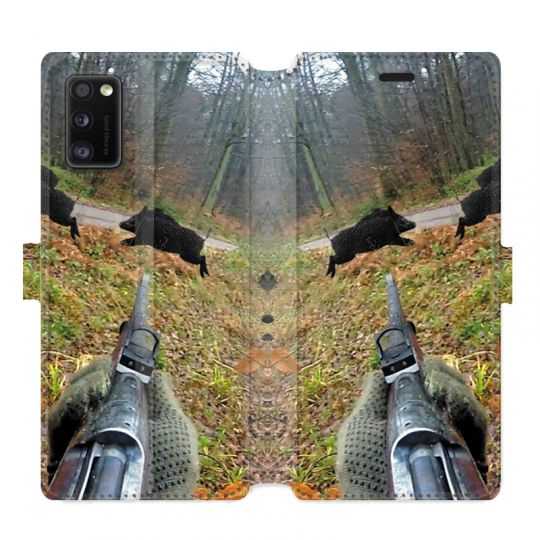 Housse cuir portefeuille pour Samsung Galaxy A41 chasse Vision Tir