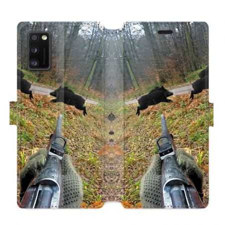 Housse cuir portefeuille pour Samsung Galaxy A41 chasse Vision Tir