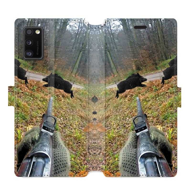 Housse cuir portefeuille pour Samsung Galaxy A41 chasse Vision Tir