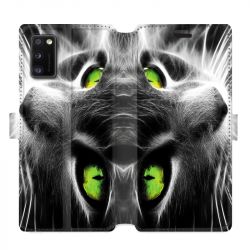 Housse cuir portefeuille pour Samsung Galaxy A41 Chat Vert
