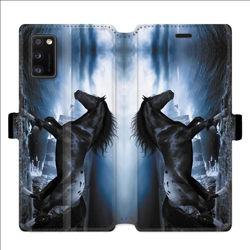 Housse cuir portefeuille pour Samsung Galaxy A41 Cheval
