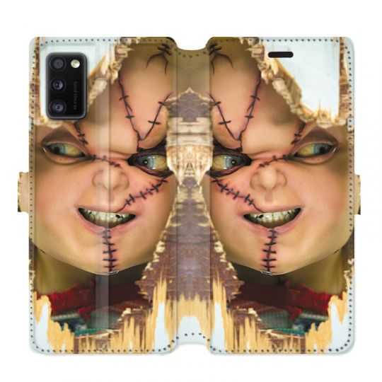 Housse cuir portefeuille pour Samsung Galaxy A41 Chucky Blanc