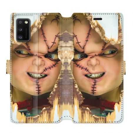 Housse cuir portefeuille pour Samsung Galaxy A41 Chucky Blanc