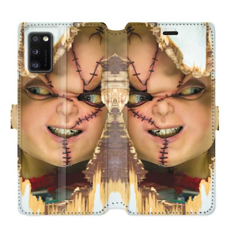 Housse cuir portefeuille pour Samsung Galaxy A41 Chucky Blanc