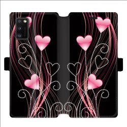 Housse cuir portefeuille pour Samsung Galaxy A41 Coeur rose Montant