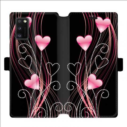 Housse cuir portefeuille pour Samsung Galaxy A41 Coeur rose Montant