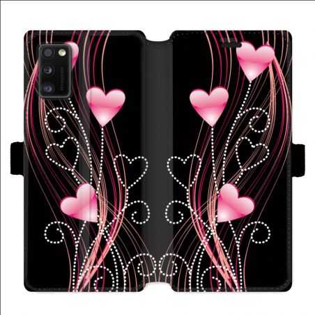 Housse cuir portefeuille pour Samsung Galaxy A41 Coeur rose Montant