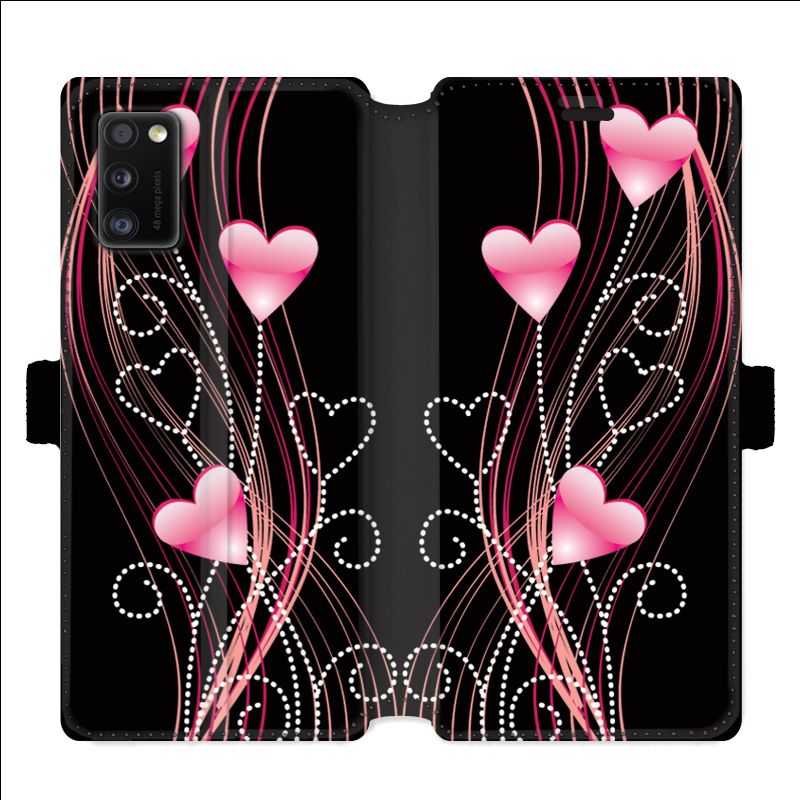 Housse cuir portefeuille pour Samsung Galaxy A41 Coeur rose Montant