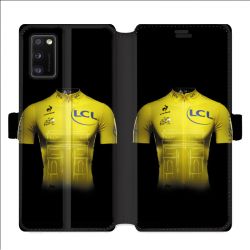 Housse cuir portefeuille pour Samsung Galaxy A41 Cyclisme Maillot jaune