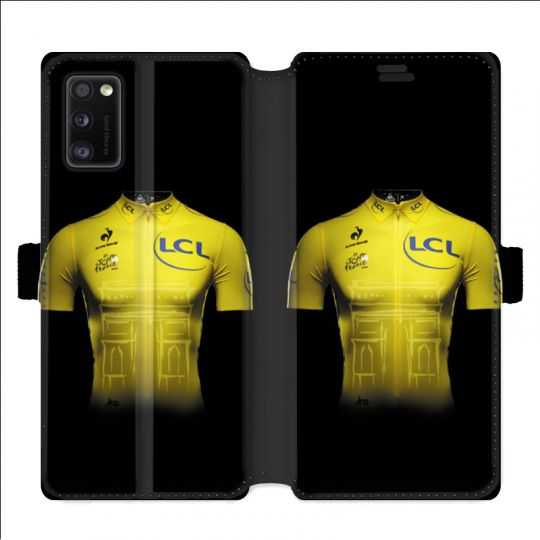 Housse cuir portefeuille pour Samsung Galaxy A41 Cyclisme Maillot jaune