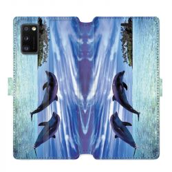 Housse cuir portefeuille pour Samsung Galaxy A41 Dauphin ile