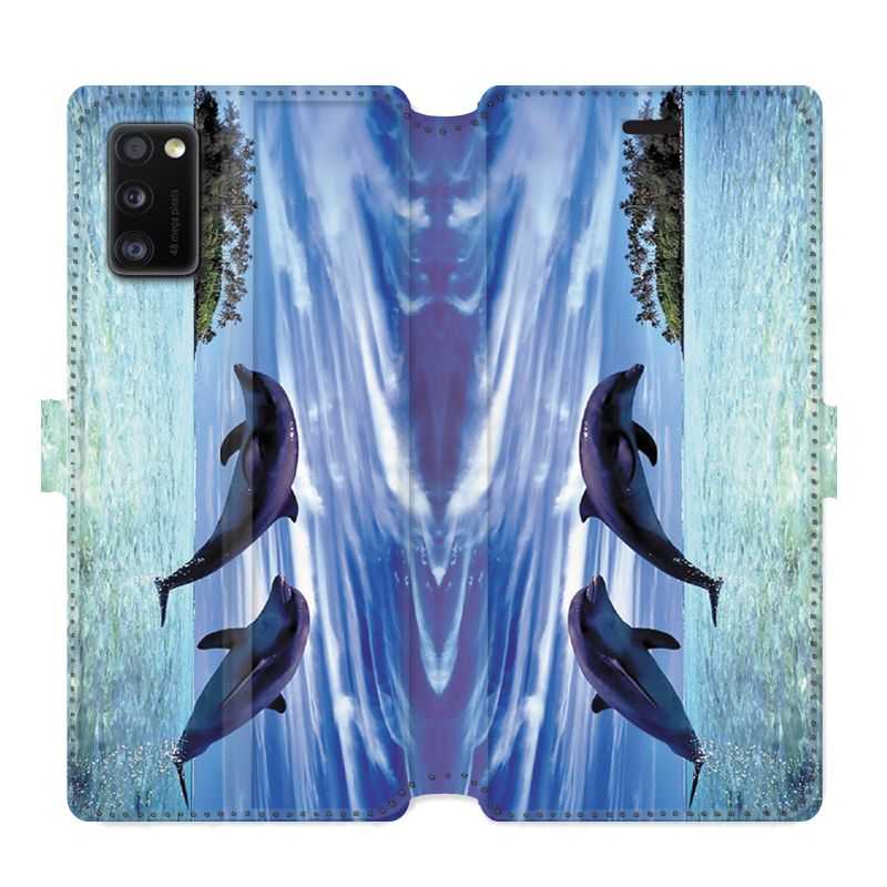 Housse cuir portefeuille pour Samsung Galaxy A41 Dauphin ile