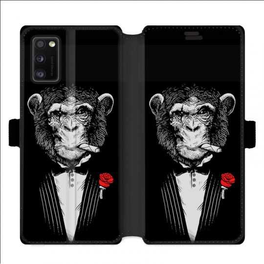 Housse cuir portefeuille pour Samsung Galaxy A41 Decale Singe Mafia