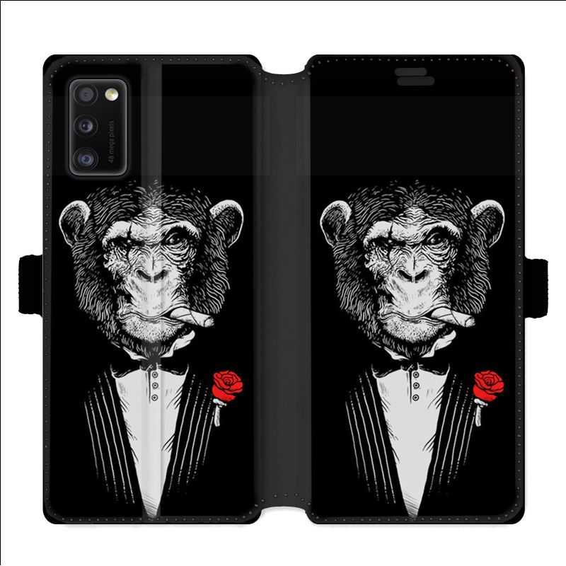 Housse cuir portefeuille pour Samsung Galaxy A41 Decale Singe Mafia