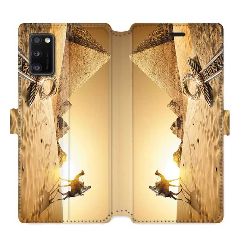 Housse cuir portefeuille pour Samsung Galaxy A41 Egypte Chameau