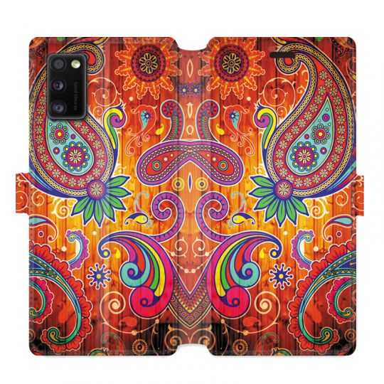 Housse cuir portefeuille pour Samsung Galaxy A41 fleur psychedelic