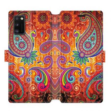 Housse cuir portefeuille pour Samsung Galaxy A41 fleur psychedelic