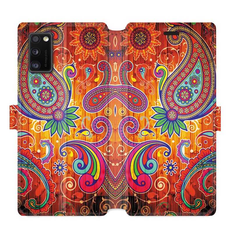 Housse cuir portefeuille pour Samsung Galaxy A41 fleur psychedelic